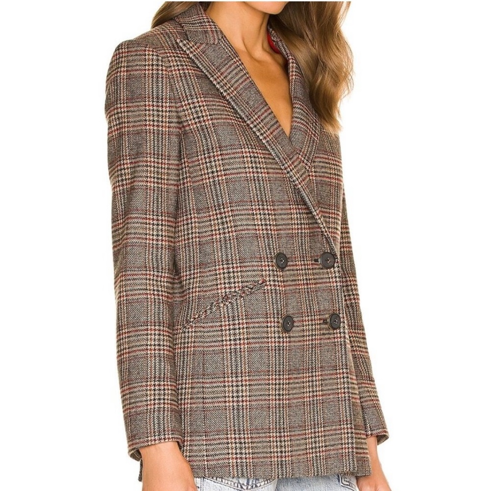 Veronica Beard Plaid Oria Dickey Jacket Camel Multi Size 0 - Picture 12 of 12